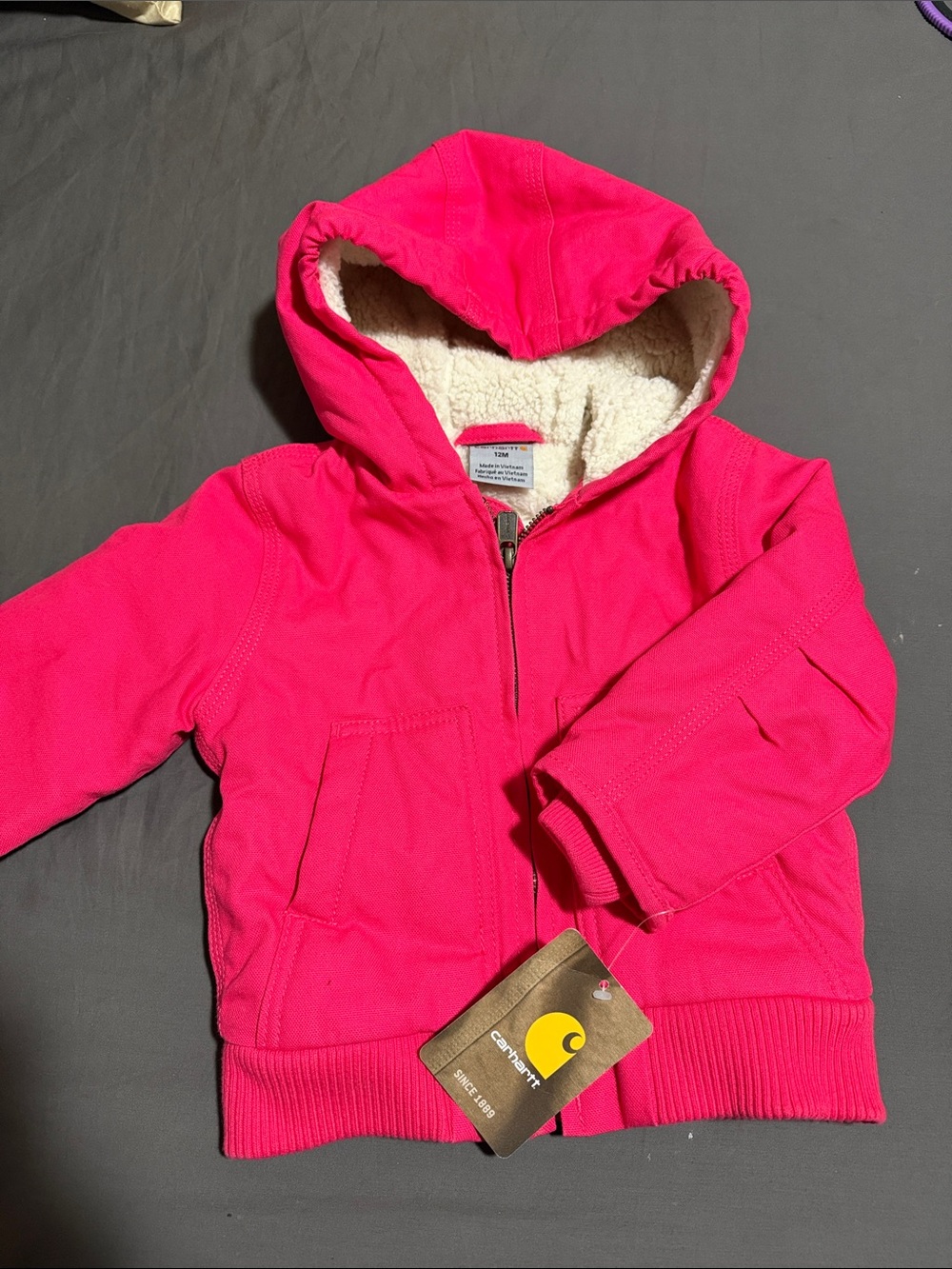 Carhartt Hot Pink Sherpa-Lined Kids Hooded Jacket